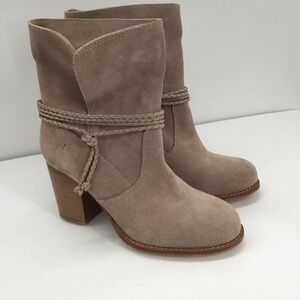 Splendid NWOT Suede Leather Ankle Braided Cord Western Ankle Boot Taupe Size 8.5